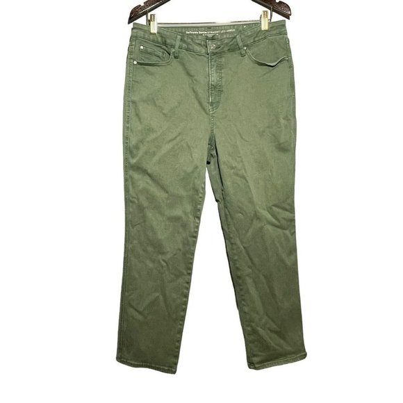 Chico Define Me Denim Pants Straight Ankle Chino Khaki Women Size 14R 2.5R Green - Picture 1 of 12